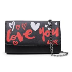 Bolsa Feminina Clutch Pequena Flat Estampa Love Exclusiva - CM Shoes, 
