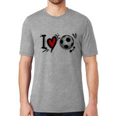 Camiseta I Love Futebol - Foca na Moda, Cinza, GG