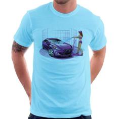 Camiseta Lava Jato Carro Roxo - Foca na Moda, Azul bebê, M