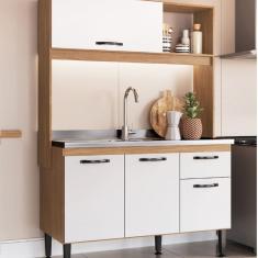 Cozinha Compacta 4 Portas 1 Gaveta 1 Nicho Katy Freijó/Branco