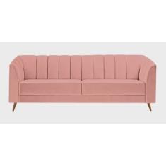 Sofá Chesterfield Luxo Camel 3 Lugares Suede Rosa