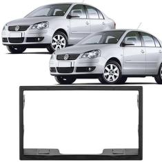 Moldura 2 Din Polo Hatch Sedan 2003 à 2013 Preta Painel Central Multim