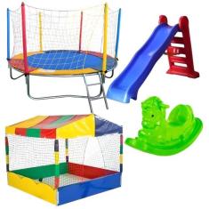 Cama Elástica Pula Pula 2,30m Nacional Piscina de Bolinhas 1,50m Premi