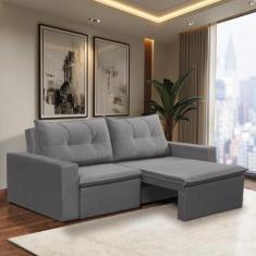 Sofá Retrátil 2 Lugares 1,80m Luna Suede Cinza Adonai Estofados