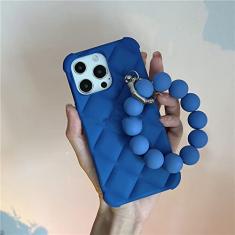 Pulseira de contas redondas corrente diamante fosco capa macia para iphone 13 11 12 pro max x xr xs 7 8 plus luxo silicone capa à prova de choque, bule, para iphone 8 plus