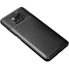 Capa Capinha Anti Impacto Para Xiaomi Poco X3 com Tela de 6.67" polegadas - Case Com Desenho Fibra De Carbono Shock Queda - Danet (Preto)