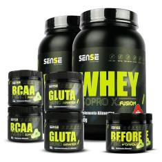 2 Whey Protein + 2 Bcaa + 2 Glutamina + 2 Pré Treino - Sense-Unissex