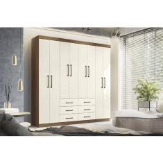 Guarda-roupa Casal 8 Portas 6 Gavetas Liverpool Jatobá/Areia