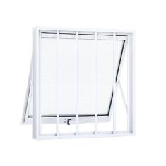 Janela de Aluminio Maxim-ar 60x60cm com Grade e Vidro Lucasa Alumínios Branco