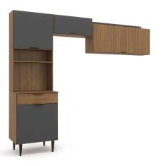 Cozinha Compacta 4 Portas 1 Gaveta Vittoria Ipê Wood/ Grafite