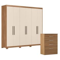 Cômoda Astral e Guarda Roupa Casal Venice 62080PE Amendola Touch Off White com Pés - Demóbile