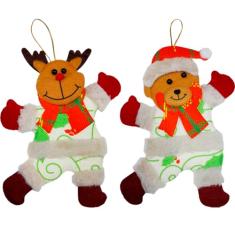 Kit 2 Enfeites Natalino Decoração Árvore De Natal Urso Rena