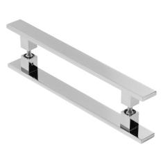 Puxador De Porta Pivotante Barra Chata Duplo Cromado 70cm - MetalCromo