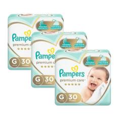 Kit Fralda Pampers Premium Care Mega Tamanho G 90 Unidades