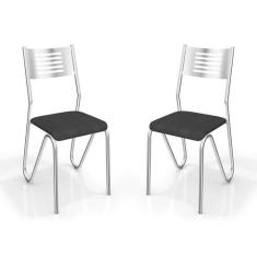 Kit 2 Cadeiras Nápolis Cromada Preto Kappesberg