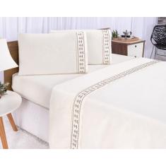 Jogo lençol Tulipa quarto casal king bordado 4 peças 2fronha - Shoppin