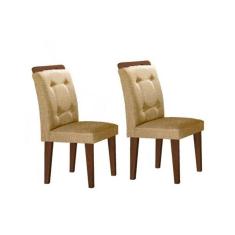 Cadeira Sala De Jantar Imperatriz Madeira Kit 2 Un Capuccino/linho Turim - Rufato
