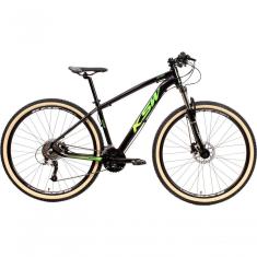 Bicicleta Aro 29 Ksw Xlt 24v K7 Câmbios Shimano Freio Hidráulico Garfo Trava Pneu Faixa - Preto/verde Tam.21