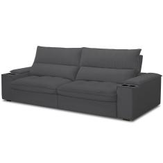 Sofá Retrátil Reclinável Para Sala De Estar Living 280cm Nápoles F04 Bouclê Grafite - Lyam Decor