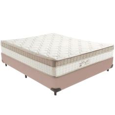 Cama Box Bege E Colchão King Best Bege Molas Ensacadas Casal Anjos