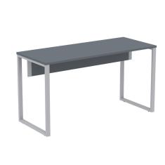 Mesa Escritório P25 Tub Pandin 150 Cm (larg) Tampo Mdp Grafito Pé Aço Tubular Cinza