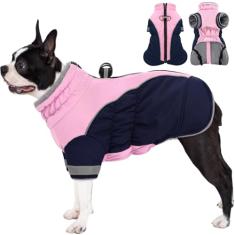 AOFITEE Casaco para cães - Jaqueta quente de inverno para cães pequenos com duas pernas - jaquetas refletivas para cães de inverno para Yorkshire, Schnauzer, PinkNavy P
