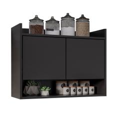 Armário de Cozinha Aéreo 70,5 cm Com Nicho Colin Preto M12 - D'Rossi