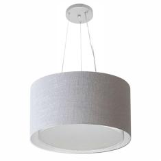 Lustre Pendente Cilíndrico Duplo Md-4123 Cúpula Em Tecido 40x25cm Rustico Cinza - Bivolt