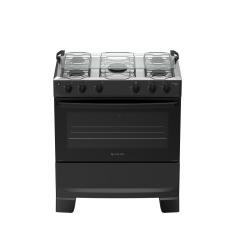Fogão de Piso 5 Bocas a Gás Atlas Mônaco Plus Mesa Inox Acendimento Automático Preto Bivolt