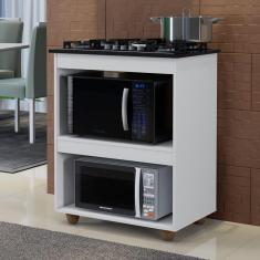 Balcão para Cooktop 5 Bocas 2 Nichos para Forno Turim Kaiki Móveis Branco