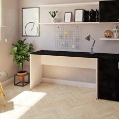 Mesa de Escritório Corp 25mm 130 cm Bramov Móveis Branco/preto