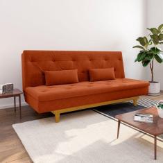 Sofá Cama 3 Lugares em Suede Tokio Yescasa Laranja