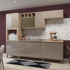 Cozinha Completa Modulada 5 Peças com Torre Microondas Armário e Balcão Mel Luciane Móveis