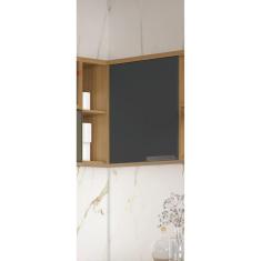 Armário Aéreo Canto de Cozinha 1 Porta 100% Mdf New Porto Freijó/Grafite