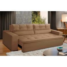 Sofá Retrátil e Reclinável 3 lugares com Molas 1,80m Vegas Suede Cappuccino Adonai Estofados