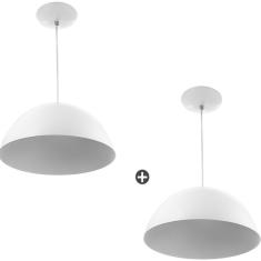 Kit 2 Lustres Pendente Meia Lua 30cm Alum nio Soquete E-27 B