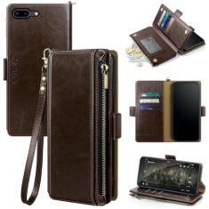 Antsturdy Capa carteira para iPhone 7 Plus com porta-cartões para mulheres e homens, 【Bloqueio RFID】 Capa para celular iPhone 8 Plus de couro PU, capa à prova de choque com alça com zíper e