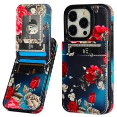 Vaburs Capa carteira compatível com iPhone 14 Pro com suporte para cartão de crédito, estampa floral de flor flip premium couro PU fecho magnético capa protetora à prova de choque 6,1 polegadas