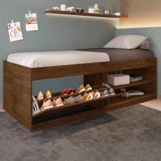 Cama Bau Solteiro Com Sapateira Embutida Malbec Vanessa Framar