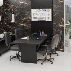 Mesa De Reunião Para Escritório Com Painel 2mx1m Tampo 40mm - NetMobil