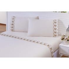 Jogo Lençol 4 Peças Viúva 120X203X30 200 Fios Bordado - Mtr Enxovais L