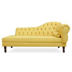 Recamier Divã Cancun 140cm com Capitonê - Esquerda Suede - Ecotec Deco