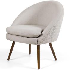 Poltrona Decorativa Fixa Pés Palito Rafa D02 Tressê Linho Bege C-107 -