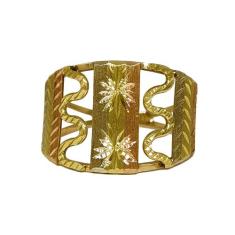 Anel Em Ouro 10k 416 3 Chapas 3 Cores Com Cobrinhas, 28