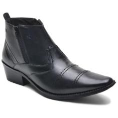 Bota Country Masculina Com Zíper Lateral R-608 Cla-Cle, 41, Preto