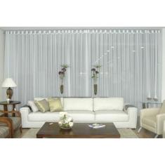 Cortina Varão Voil Liso Branco 3,00x2,30 Ilhós Cromado - CONFECÇÕES EV