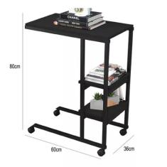 Mesa  auxiliar fit c/ rodizio computador pratica e moderna- mdf/ferro 