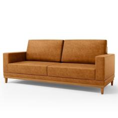 Sofá 3 Lugares 180cm Living Sala De Estar Kayrós D05 Sintético Whisky - Mpozenato