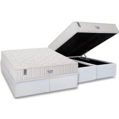 Cama Box Baú King: Colchão Molas Plumatex MasterPocket Ensacadas Miami + Base CRC Courano White(193x203)