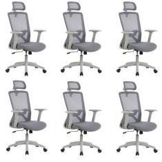 Kit com 6 Cadeira para Escritório Office Dallas Cinza